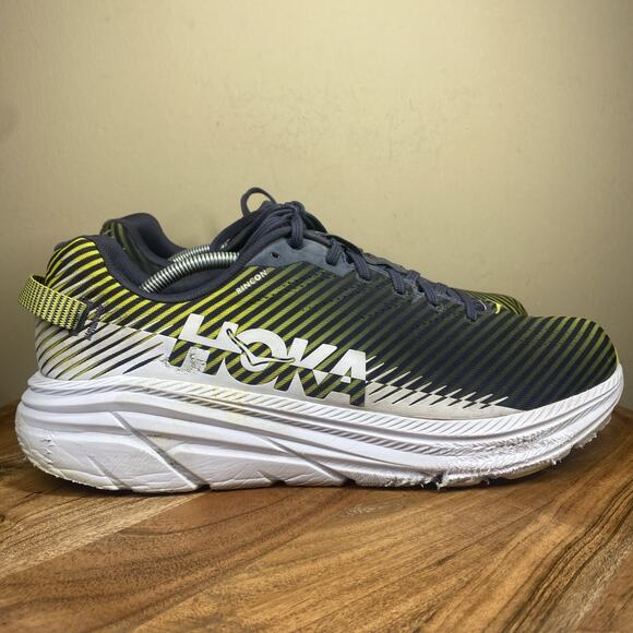 Hoka OneOne Rincon 2 Odyssey Grey Bright Yellow Mens Green Size 13 Running Shoes